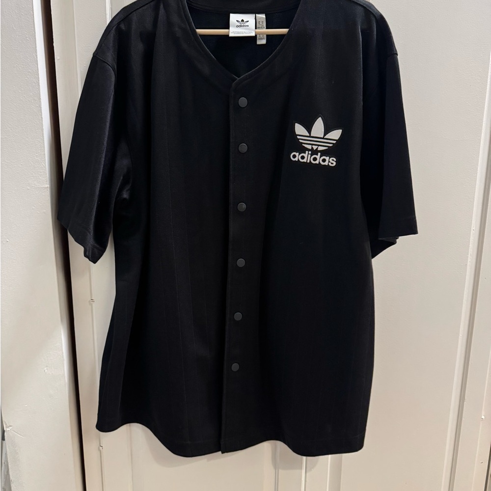 Adidas Men's Black Button-Up Jersey Shirt